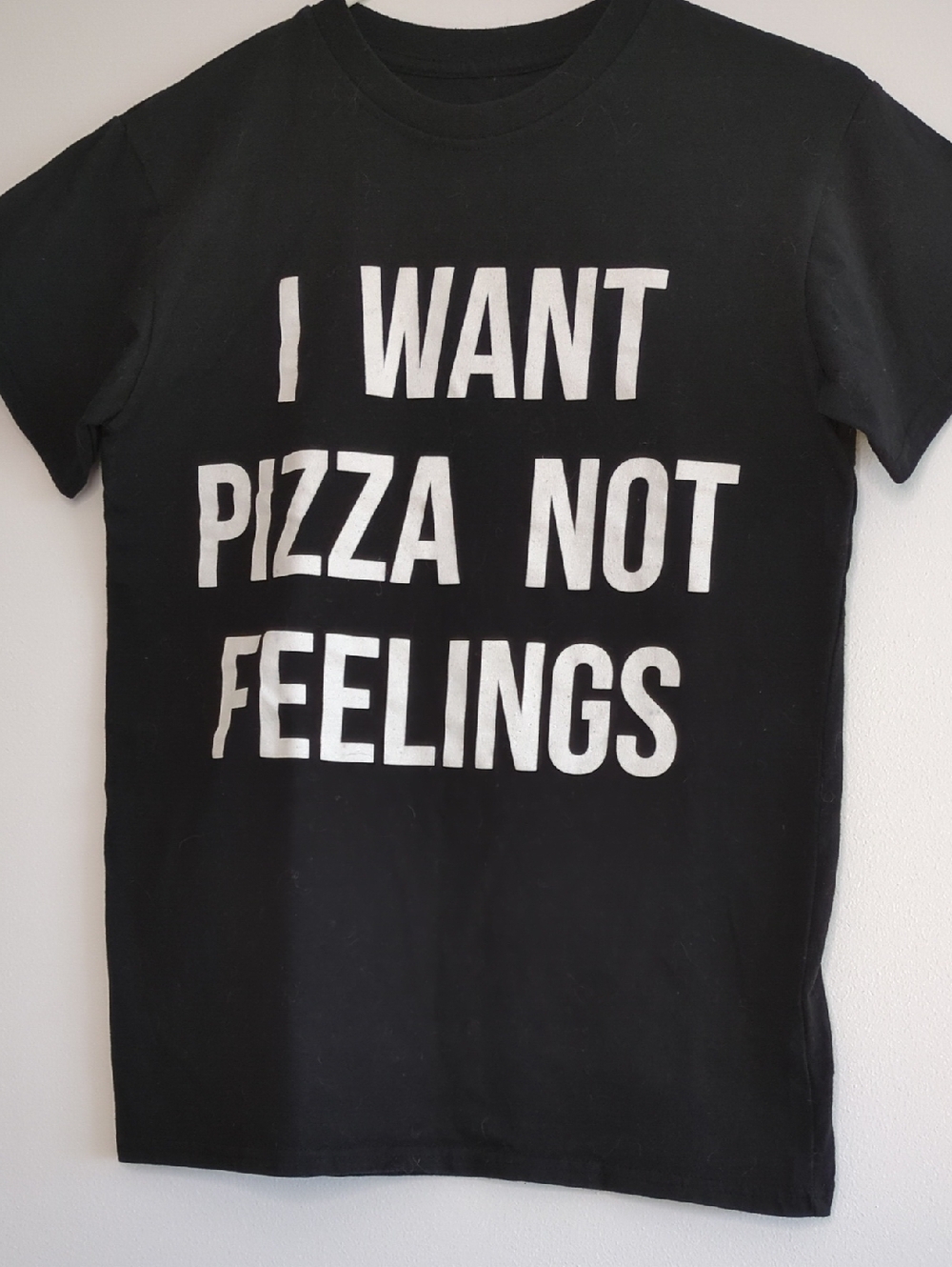 Brisco | Black Tshirt Bold Graphic White Letters Pizza Love Short Sleeve | S